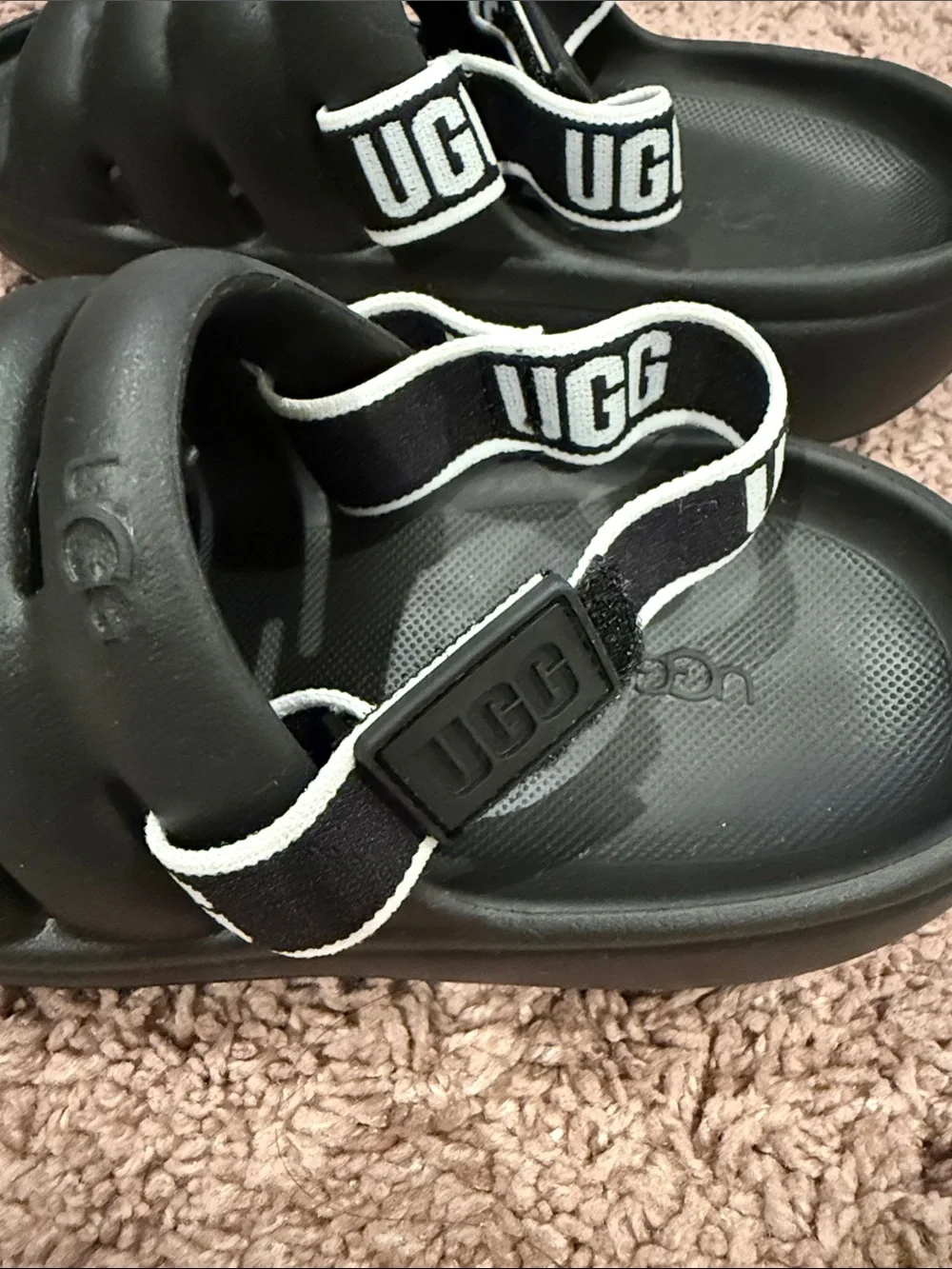 UGG T Sport Yeah Toddler Girl Black Padded Slide Sandals